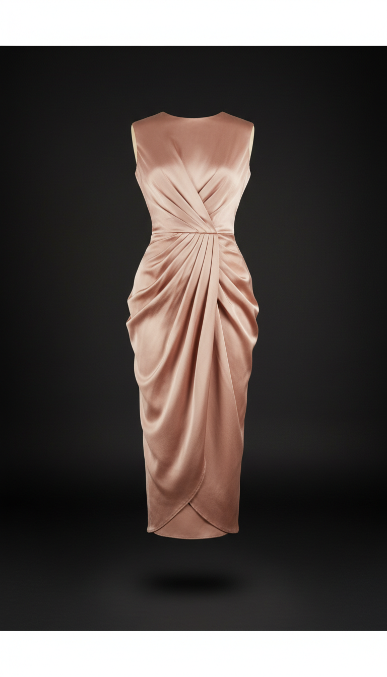 Blush Silk Sculpted Midi Dress