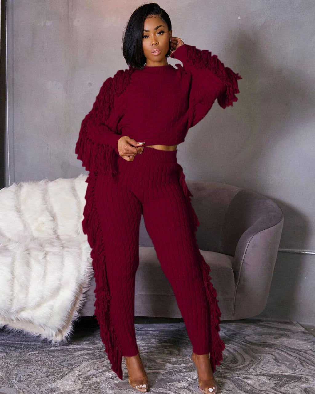 Luxe Fringe Knit Set