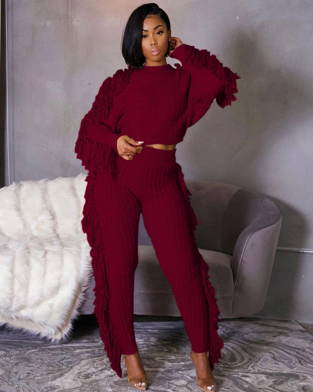 Luxe Fringe Knit Set
