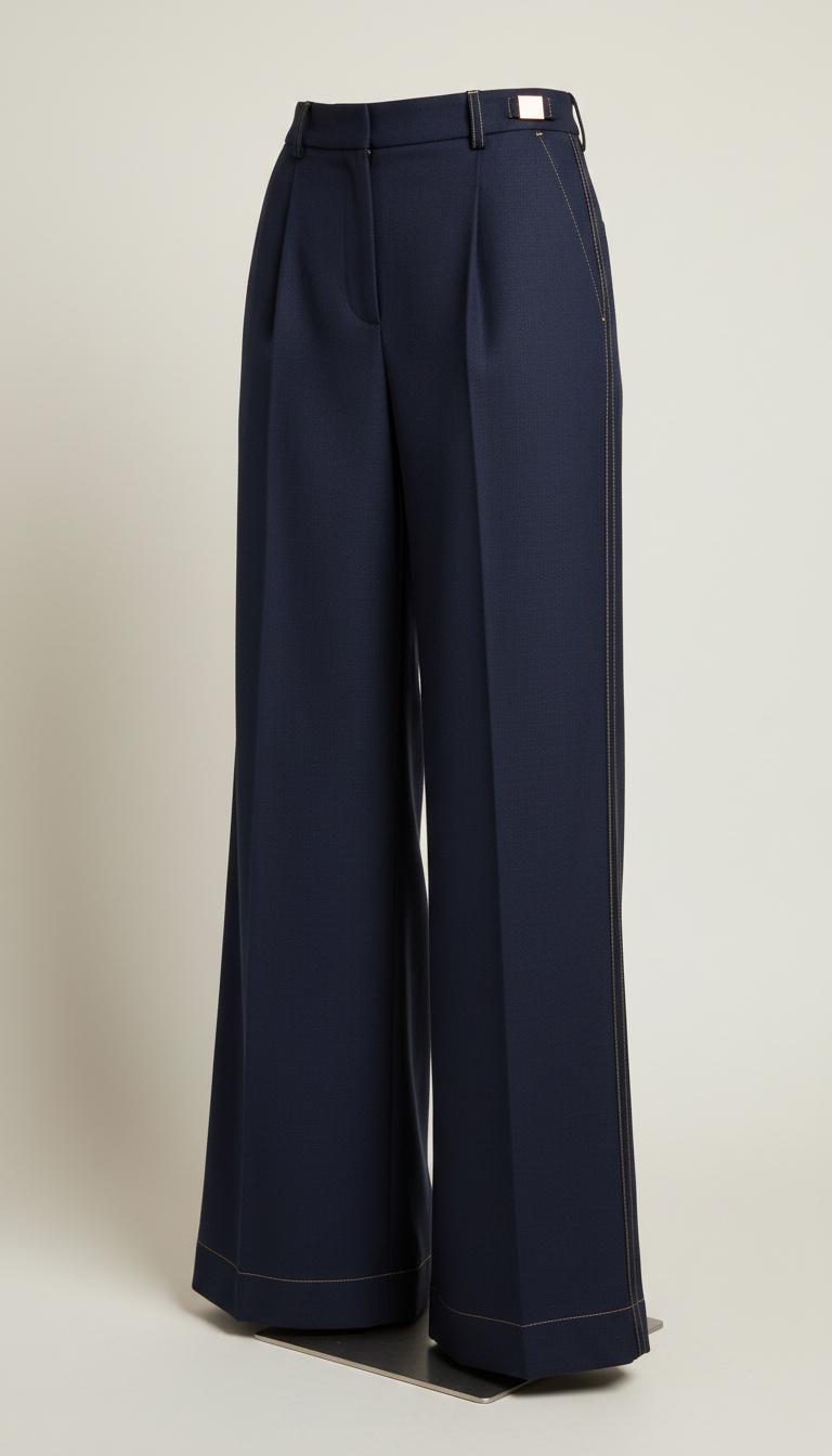 Midnight blue wide-leg trousers